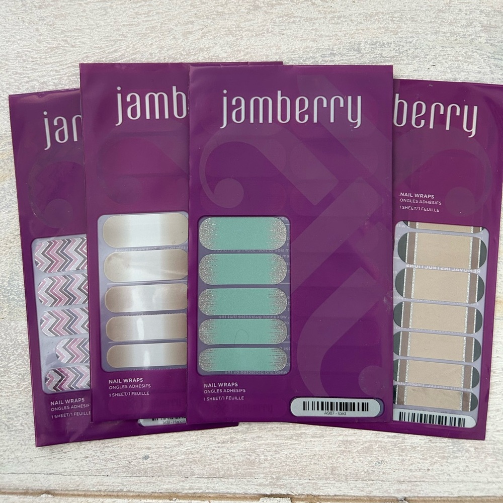 Set of 4 Jamberry Nail Wraps Almond Ombré, Happily Ever After, Date Night, Iced